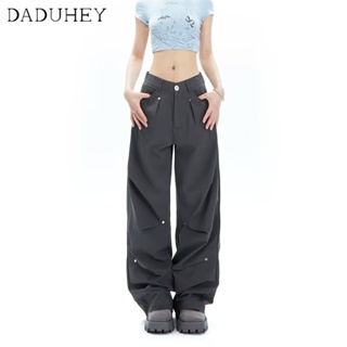 DaDuHey🎈 New American Style Ins High Street Thin Overalls Women Niche High Waist Casual Pants Plus Size Pants