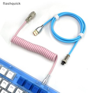 Flashquick สายเคเบิล Type C พอร์ต Usb ที่กําหนดเอง 104 คีย์ แป้นพิมพ์เชิงกล สายเคเบิลขดลวดนักบิน สําหรับอุปกรณ์คีย์บอร์ดเกมมิ่ง