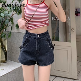 DaDulove💕 New Korean Version of INS Thin Section Strappy Denim Shorts Niche High Waist Wide Leg Pants Hot Pants