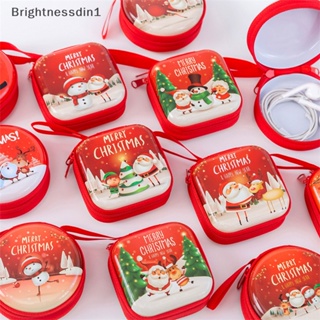[Brightnessdin1] กระเป๋าใส่เหรียญ หูฟัง มีซิป ลายการ์ตูนซานตาคลอสน่ารัก ขนาดเล็ก แฟชั่นสําหรับเด็ก