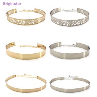 Brightstar เข็มขัดคาดเอว โลหะ ปรับได้ สีทอง สีเงิน สไตล์วินเทจ แฟชั่นใหม่ สําหรับผู้หญิง