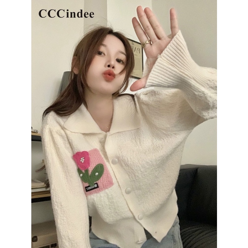 cccindee-เสื้อคาร์ดิแกน-ทรงหลวม-ปักลาย-เข้ากับทุกการแต่งกาย-แฟชั่นสําหรับผู้หญิง-2023