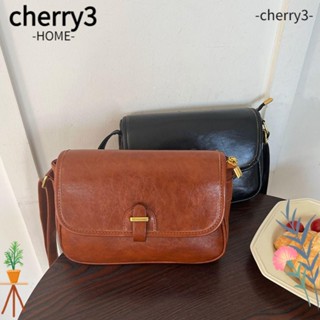 Cherry3 กระเป๋าสะพายไหล่ กระเป๋าถือ หนัง Pu ความจุสูง สีพื้น สําหรับสตรี