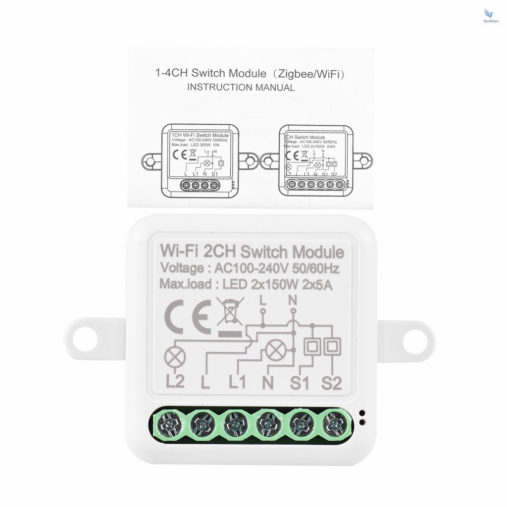 fash-โมดูลสวิตช์-wifi-2ch-พร้อมระบบควบคุมด้วยเสียง-ควบคุมผ่านแอพ-และฟังก์ชั่นตั้งเวลา-สําหรับ-google-assistant-amazon-alexa-led-300w-10a