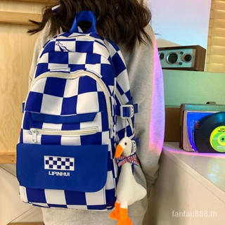 กระเป๋านักเรียน กระเป๋าใส่คอมพิวเตอร์ ขนาดใหญ่ จุของได้เยอะ สีฟ้า สไตล์เกาหลี สําหรับผู้หญิง
