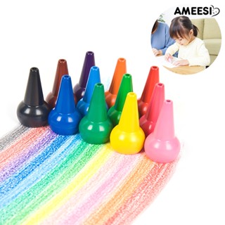 Ameesi Crayonlab ดินสอสี 12 สี ปลอดสารพิษ ซ้อนกันได้ ของเล่นสําหรับเด็ก