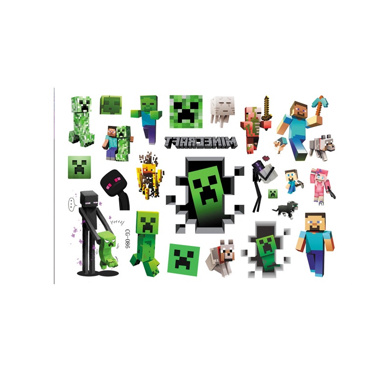 สติกเกอร์รอยสักชั่วคราว-ลาย-minecrafte-ศิลปะบนเรือนร่าง-คอสเพลย์ปาร์ตี้-ของเล่นสําหรับเด็ก-4-ชิ้น-ต่อชุด