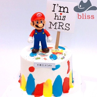 Bliss โมเดลตุ๊กตาอนิเมะ Super Mario Bros ของเล่น ของตกแต่งบ้าน เค้กวันเกิด