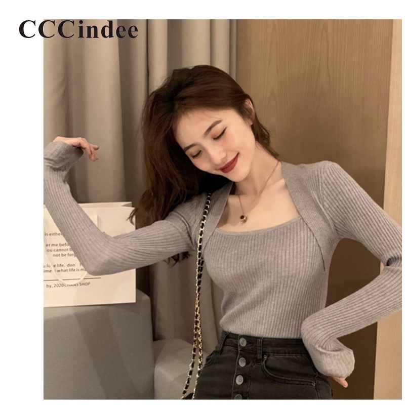 cccindee-เสื้อคาร์ดิแกนแขนยาว-คอสี่เหลี่ยม-สีพื้น-เข้ากับทุกการแต่งกาย-แฟชั่นสําหรับผู้หญิง-2023