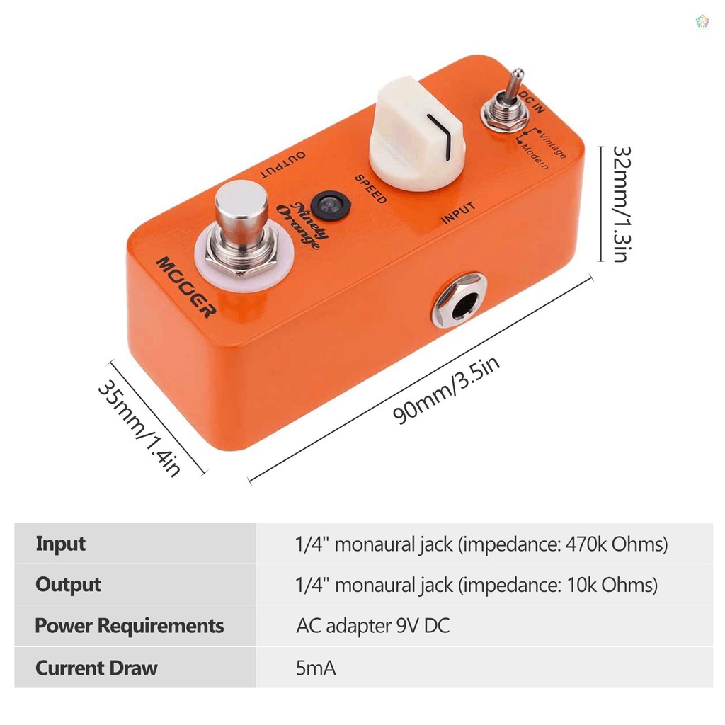audioworld-mooer-ninety-orange-แป้นเหยียบเอฟเฟคกีตาร์ไฟฟ้า-อนาล็อก-ขนาดเล็ก-สีส้ม