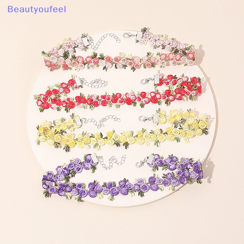 beautyoufeel-สร้อยคอโช้กเกอร์-ปักลูกไม้-ลายดอกไม้-หวานแหวว-คุณภาพดี-โรแมนติก-เครื่องประดับแฟชั่น-สําหรับผู้หญิง