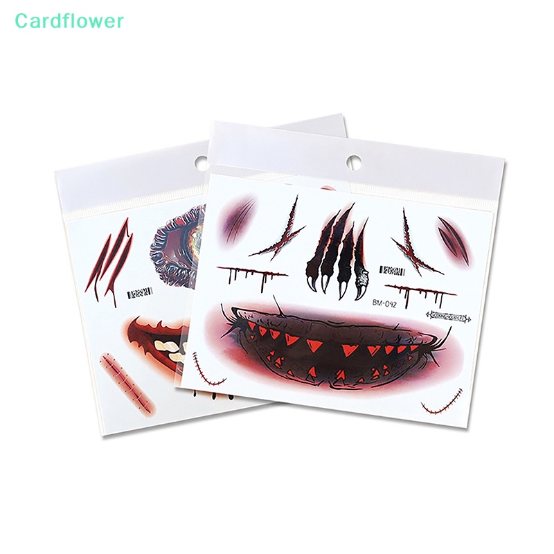 lt-cardflower-gt-สติกเกอร์รอยสัก-รูปกะโหลกเลือด-รอยแผลเป็นเลือด-สําหรับตกแต่งปาร์ตี้ฮาโลวีน-diy