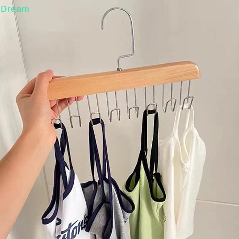 lt-dream-gt-ไม้แขวนเสื้อ-เข็มขัดไม้-ยกทรง-8-ตะขอ-ผูกหมวก-จัดระเบียบ-ไม่ลื่น-ประหยัดพื้นที่-ตู้เสื้อผ้า-ที่เก็บเสื้อผ้า-ลดราคา