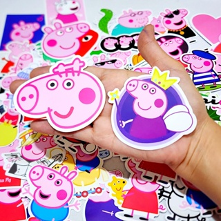 สติ๊กเกอร์ Peppa Pig (ชุด3) หมู เป๊ปป้า พิก ติดแน่น กันน้ำ ของเล่น (50 ชิ้น) sticker