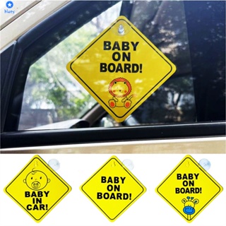 Baby On Board Safety Window Suction Cup Yellow Warning Sign Accessories Driving Accessories สติกเกอร์ติดรถ 【bluey】