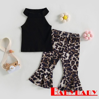 Babybaby- เสื้อกล้าม เด็กสาว ฤดูร้อน + ชุดกางเกงบาน พิมพ์ลายเสือดาว