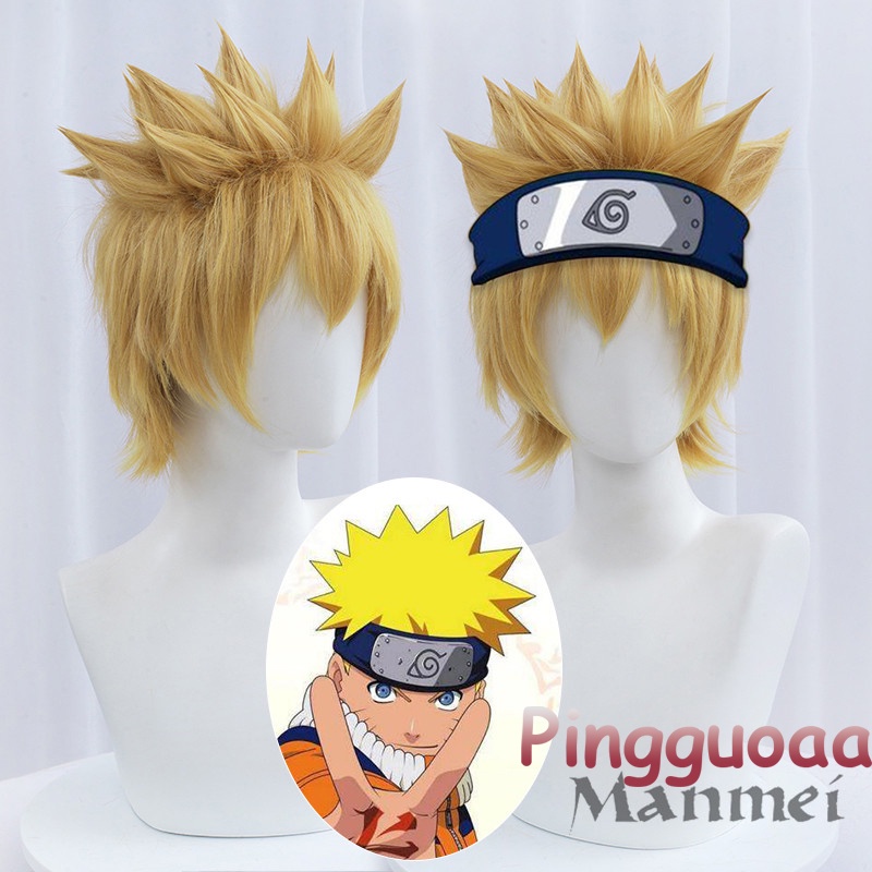 Anime Naruto Uzumaki Naruto Cosplay Wig 30cm Golden Short Wigs Heat