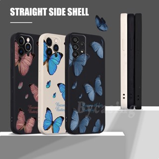 เคสโทรศัพท์มือถือ Tpu นิ่ม ขอบตรง พิมพ์ลายผีเสื้อ สไตล์เรโทร สําหรับ Samsung A14 5G A13 A03S A04E A04 A04S A03 A23 A31 A10S A20S A20 A30 A52 A51 A71 A52S A21S A32 4G A22 4G M32