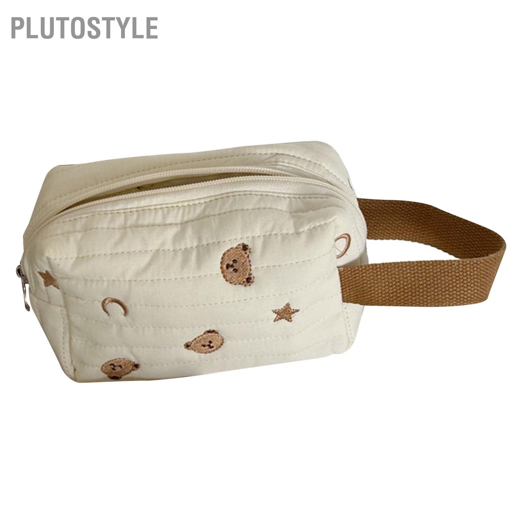 plutostyle-กระเป๋าแต่งหน้าผ้าฝ้ายแบบพกพาน่ารักหมีเดินทางเครื่องสำอางจัดระเบียบกระเป๋าสำหรับผู้หญิงกระเป๋า