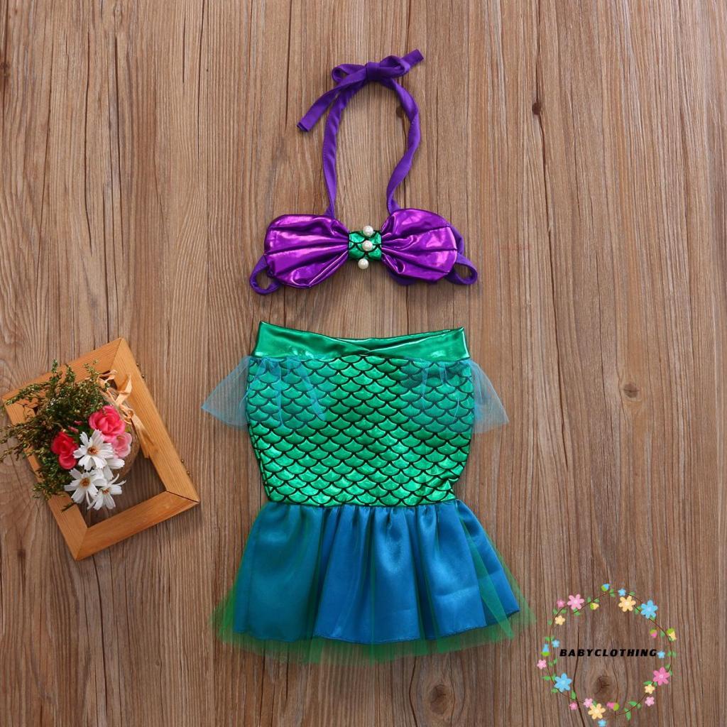 babyclothes-ชุดว่ายน้ําบิกินี่-สายคล้องคอ-ประดับไข่มุก-สองชิ้น-และหางนางเงือก-2-ชิ้น-สําหรับเด็กผู้หญิง