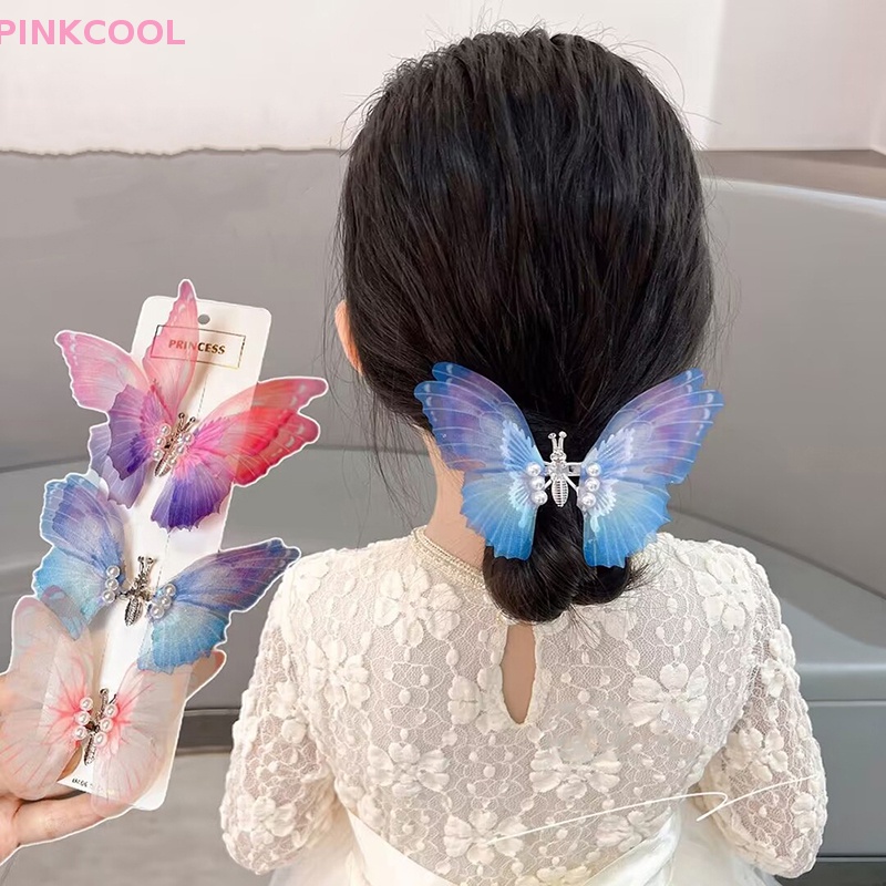 pinkcool-ใหม่-กิ๊บติดผม-รูปปีกผีเสื้อ-ประดับมุก-ขนาดใหญ่-เครื่องประดับ-สําหรับเด็กผู้หญิง