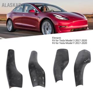 ALASKAR Matte Forged Carbon Fiber ไฟหน้าสวิตช์ตัด Paddle Shifter Cover Fit สำหรับ Tesla รุ่น 3 Y 17-20