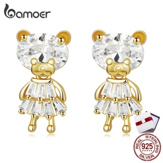 Bamoer 1 Pair 925 Silver Earring Stud Bear Girl Style Fashion Jewellery Gifts For Women Bse540