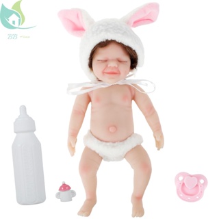 Shopqjc7749 ตุ๊กตาเด็กแรกเกิด ซิลิโคนนิ่ม 6 นิ้ว ซักได้ พร้อมเสื้อผ้า ของเล่น