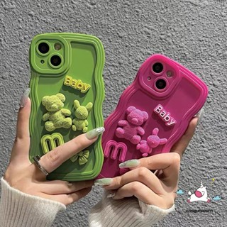 เคสโทรศัพท์มือถือ ขอบหยัก ลายการ์ตูนหมี 3D สีแคนดี้ สําหรับ OPPO A16 A17 A5s A95 A12 A57 A54s A15 A54 A5 A9 A7 A78 A74 A76 A16s A96 A3s A55 A17K A77 A16K A1k A77s A53 A52 Reno 8T 8 5F 7Z เคสนิ่ม