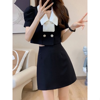 French style casual jacket suit womens 2023 summer new high-end fashion foreign style half skirt two sets