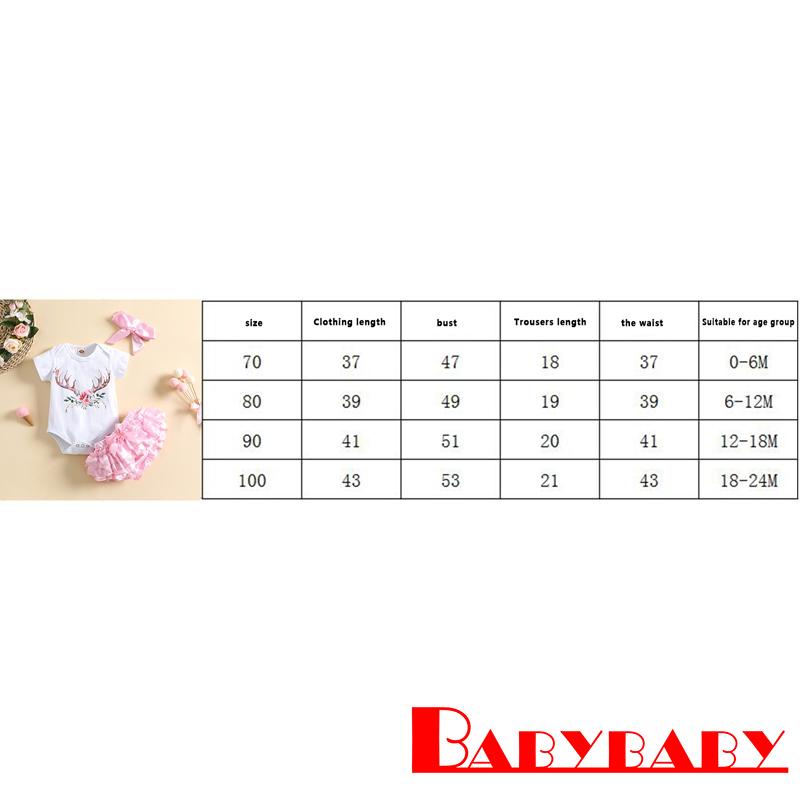 babybaby-ชุดรอมเปอร์-แขนสั้น-ลายดอกไม้-เขากวาง-กางเกงขาสั้น-แต่งระบาย-ที่คาดผม-สําหรับเด็ก