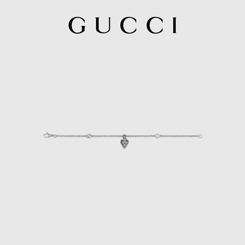 พร้อมส่ง-gucci-gucci-gucci-สร้อยข้อมือเงิน-จี้หัวใจ