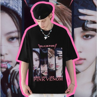 เสื้อยืดผ้าฝ้ายCOTTON เสื้อ blackpink album pink venom แบล็คพิ้ง Jennie Lisa เสื้อผ้าแฟชั่น Jisoo เสื้อยืดสไตล์เกาหลี Ro