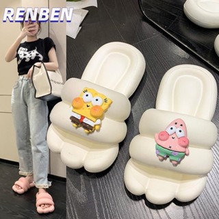 RENBEN ใหม่รองเท้าแตะหญิงน่ารักมูลค่าสูงในร่มบ้านอาบน้ำในครัวเรือนกันลื่นป้องกันกลิ่นรองเท้าแตะเย็นสวมใส่ภายนอก