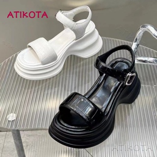 Atikota รองเท้าแตะ พื้นทรงแบน แบบหนา น้ําหนักเบา สวมใส่สบาย เข้ากับทุกการแต่งกาย แฟชั่นฤดูร้อน สําหรับผู้หญิง