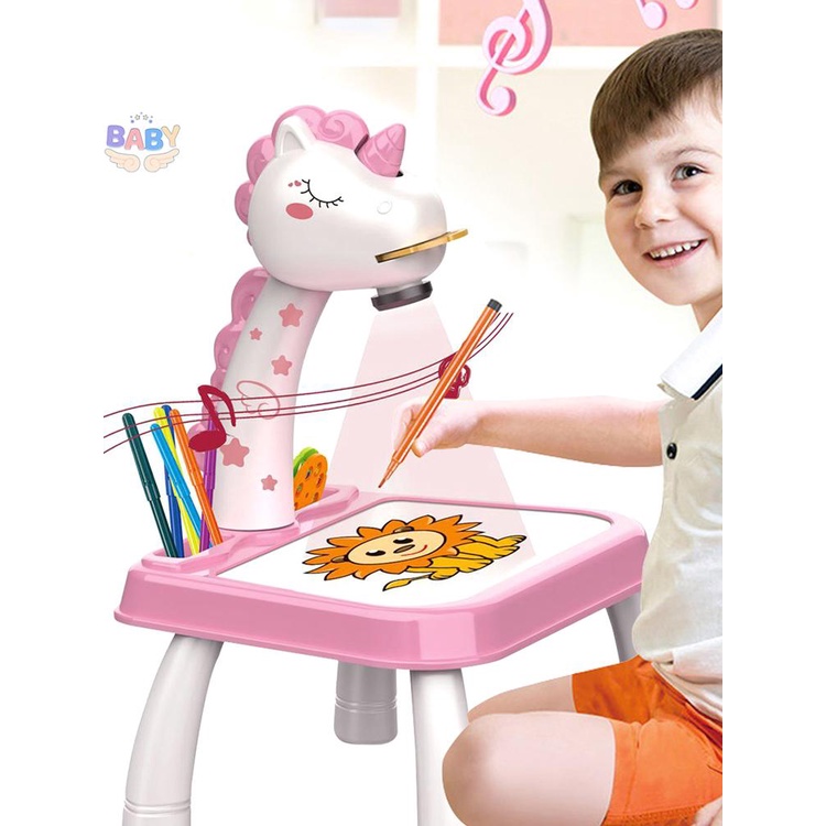 โต๊ะวาดภาพโปรเจคเตอร์-พร้อมปากกา-12-แท่ง-และกระดานวาดภาพ-ของเล่นเสริมการเรียนรู้เด็ก-shopcyc6744