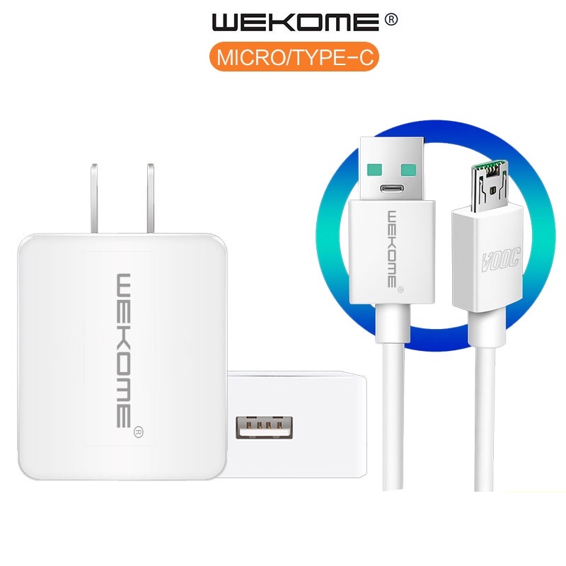 หัวชาร์จ-สายชาร์จ-wekome-อะแดปเตอร์-adapter-5v2a-ปลั๊กชาร์จ-สายชาร์จรองรับ-usb-micro-usb-typec-สินค้ามีรับประกัน