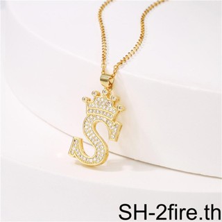 Initialnecklace จี้ตัวอักษรภาษาอังกฤษ A ถึง Z ประดับคริสตัล สีทอง สําหรับของขวัญวันวาเลนไทน์