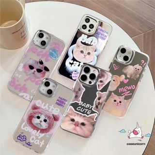 เคสกระจกแต่งหน้า อะคริลิค กันกระแทก ลายการ์ตูนแมวน่ารัก สําหรับ IPhone 11 14 12 13 Pro Max 14 Pro 13 12 Pro Max