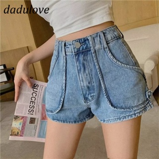 DaDulove💕 New Korean Version of INS Thin Section Large Pocket Denim Shorts Niche High Waist A- line Pants Hot Pants