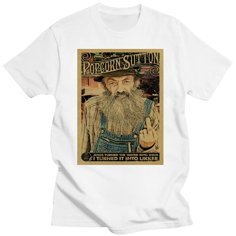 ใหม่ ขายดี!เสื้อยืด พิมพ์ลายโปสเตอร์ Popcorn Sutton Moonshine Hillbilly