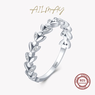 Ailmay แหวนเงินสเตอร์ลิง 925 รูปใบไม้นําโชค เครื่องประดับแฟชั่น สําหรับผู้หญิง