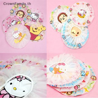 [CrownFamily] หมวกอาบน้ํา กันน้ํา ลายการ์ตูน ผู้หญิง กันน้ํา ยืดหยุ่น ลูกไม้ หมวกอาบน้ํา [TH]