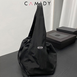 Camidy สีดำ  พอร์ตลำแสง กระเป๋า Messenger ขนาดใหญ่ กระเป๋าสะพายไหล่เอนกประสงค์ความจุขนาดใหญ่สบาย ๆ