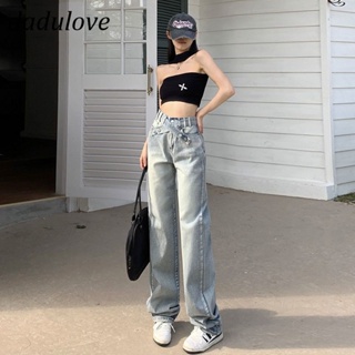 DaDulove💕 New Korean Version of INS Retro Washed Jeans Niche High Waist Loose Wide Leg Pants Large Size Trousers
