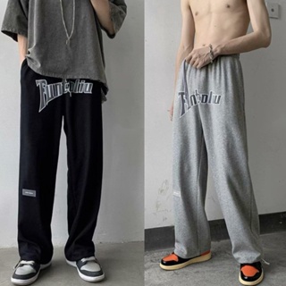 กางเกงกีฬาขายาวลําลอง กางเกงผู้ชาย ทรงหลวม แนวตรง สไตล์เกาหลี ฮิปฮอป แฟชั่นฤดูร้อน สําหรับผู้ชาย กางเกงขายาวผู้ชาย