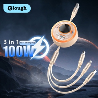 Elough 3in1 สายชาร์จ USB 100W ยืดหดได้ ชาร์จเร็ว สําหรับโทรศัพท์มือถือ แคปซูลพื้นที่ ตุ๊กตา