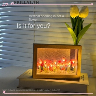 Faccfki โคมไฟ LED รูปดอกทิวลิป ใช้แบตเตอรี่ แฮนด์เมด DIY สําหรับตกแต่งห้องนอน
