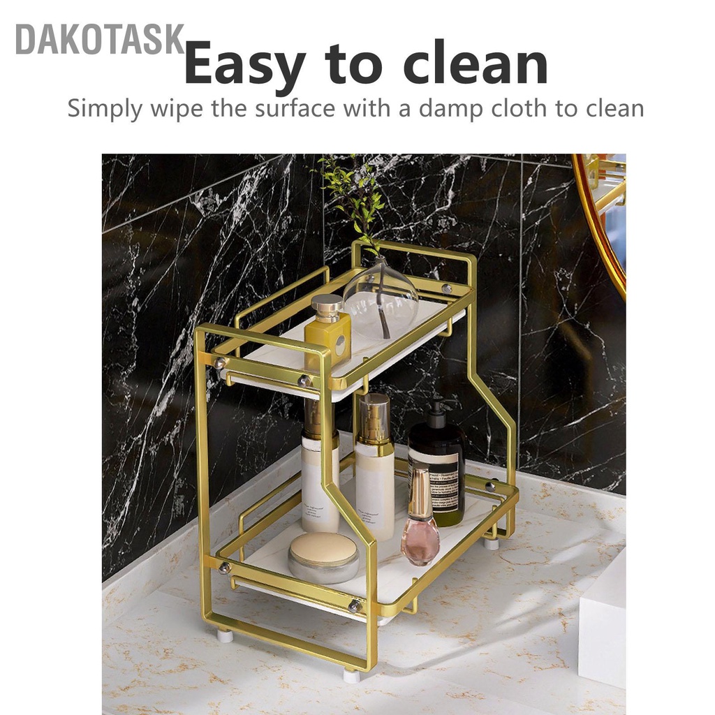 dakotask-ชั้นวางของในห้องน้ำติดผนังเข้ามุมออแกไนเซอร์ยืนแร็คสำหรับห้องนั่งเล่นห้องนอนห้องครัวสีขาวและสีทอง