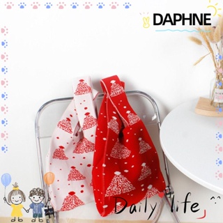 Daphne กระเป๋าถือ กระเป๋าถัก แฮนด์เมด ความจุสูง ประดับโบว์ ต้นคริสต์มาส สําหรับผู้หญิง